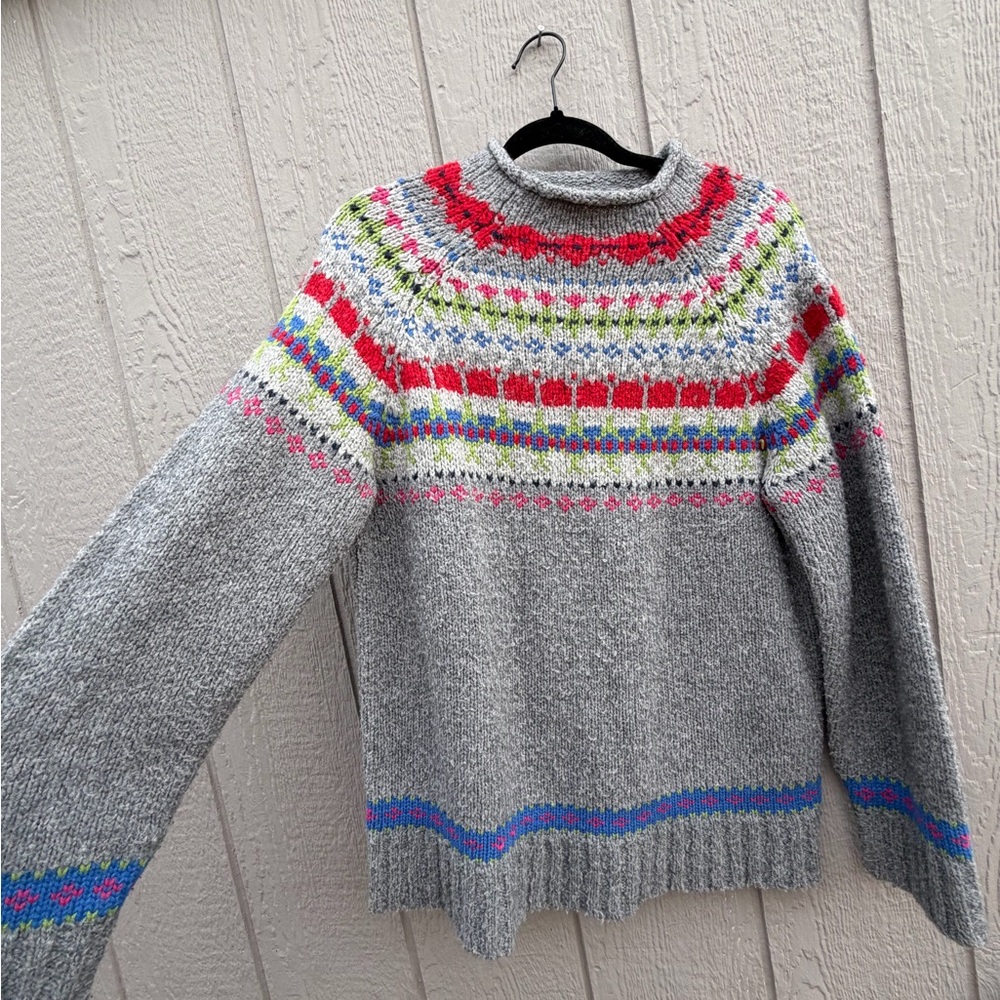 Liz Claiborne Multicolor Patterned Turtleneck Sweater